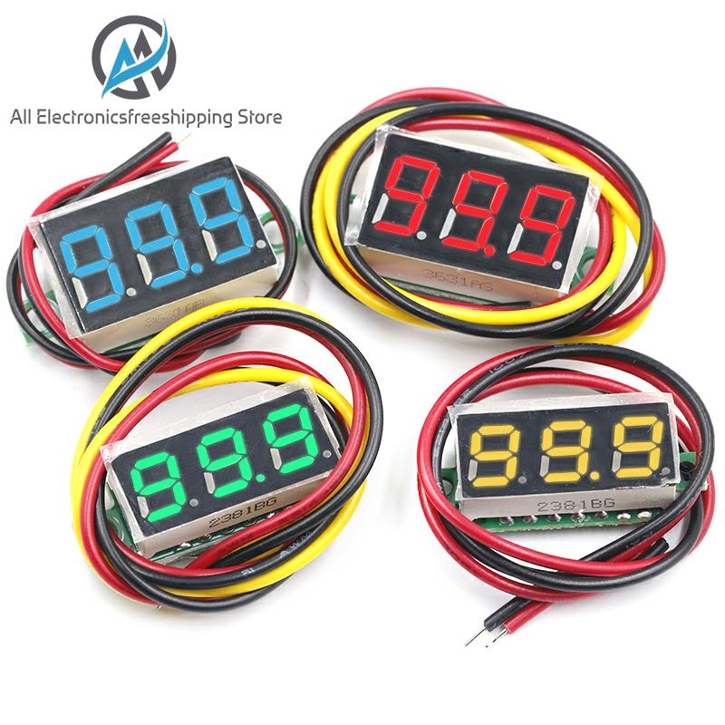 Voltímetro Digital de 3 dígitos, pantalla led a Color de 0,36 pulgadas, 0,36 pulgadas, rojo, verde, azul, CC 0V-100V, tres líneas ► Foto 1/6