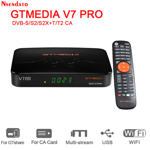 GTMEDIA-decodificador V7 pro DVB-S/S2/S2X + T/T2, receptor de TV satélite con tarjeta de CA, WIFI integrado, para H.265, clave Biss, Youtube, novedad de 2022 ► Foto 1/6