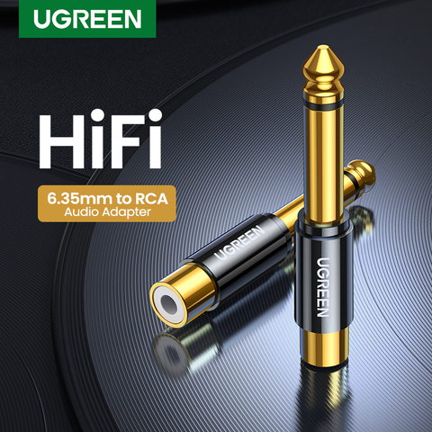 UGREEN RCA a 6,5mm 6,35mm 1/4 adaptador chapados en oro de cobre puro de 6,5mm macho a RCA Jack hembra a hembra TS Mono adaptador de conector de Audio ► Foto 1/6