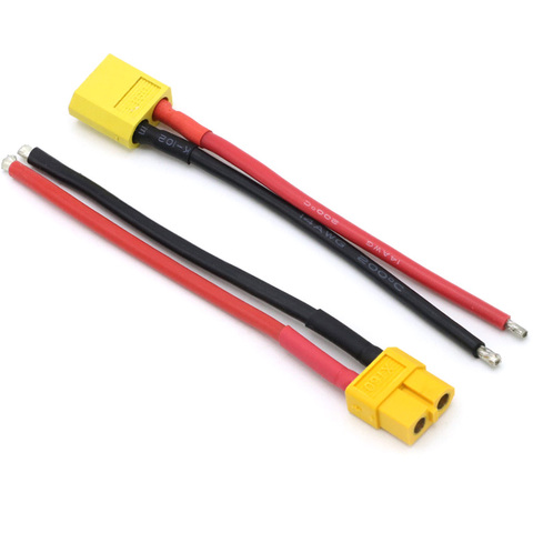 1 piezas XT60 hembra conector macho con 10 CM 14AWG de alambre de silicona venta al por mayor ► Foto 1/6