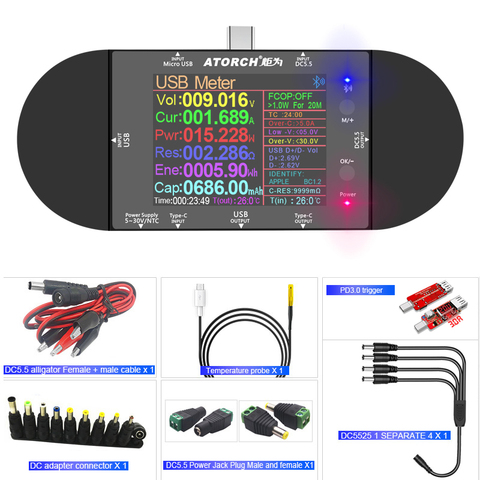 Probador USB de CC UD24, voltímetro digital tipo C, amperímetro, detector de voltaje de Banco de energía, voltímetro para HuaWei, XiaoMi, PD, carga rápida ► Foto 1/6