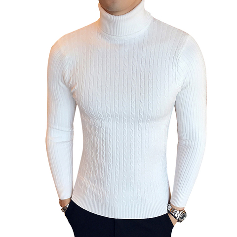 Suéter grueso de cuello alto de invierno para hombre, jersey de cuello alto, Jersey de punto, cuello Doble ► Foto 1/6