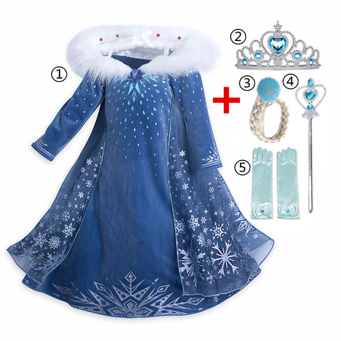 4 7 8 9 10 años Vestido de Elsa para niños disfraz de juego de rol princesa Cenicienta niñas Vestido de baile fiesta Navidad Cosplay Vestido azul ► Foto 1/6