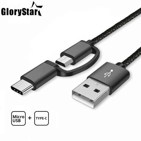 Adaptador USB, USB tipo C Micro USB 2 en 1 rápido Cable de carga para Xiaomi Huawei Samsung Nokia Sony Oukitel Cables de teléfono móvil 0,5 M 1M 2M 3M ► Foto 1/6