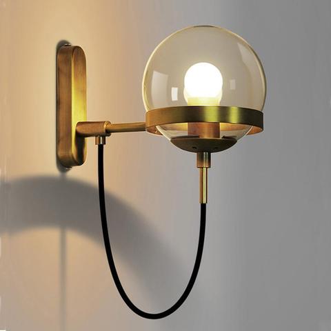 Lámparas de pared de estilo nórdico, candelabro moderno, accesorio de iluminación de pared, luz LED de escalera en forma esférica de vidrio Edison, estilo rústico y moderno ► Foto 1/6