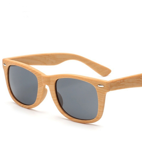 Gafas de sol de bambú Retro para hombre, lentes de madera de imitación, cuadradas, a la moda, de diseñador de marca, Unisex ► Foto 1/6