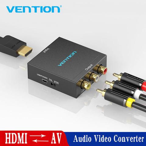 Vention-Convertidor de HDMI a AV, adaptador de vídeo 1080P, interruptor HDMI con Mini Cable de alimentación USB para TV Box, AV, HDMI ► Foto 1/6