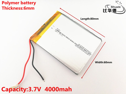 Batería de iones de litio de 3,7 V,4000mAH,606080 polímero para juguetes, batería externa, GPS,mp3,mp4 ► Foto 1/4