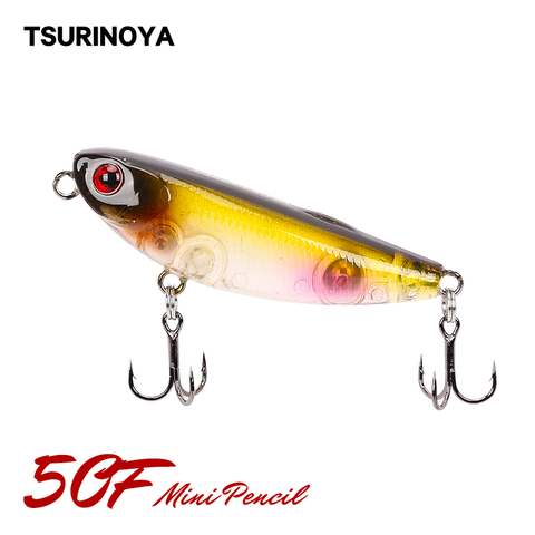 TSURINOYA señuelo de pesca DW62 flotante lápiz Mini señuelo duro Stickbait Wobblers 50mm 5g Topwater Z caminar acción Swimbait señuelo para trucha ► Foto 1/6