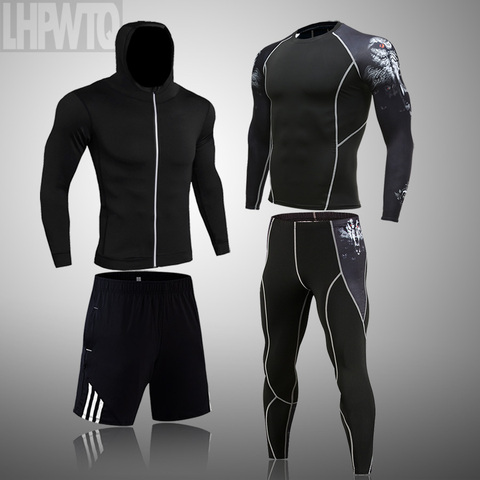 Ropa Deportiva de compresión para hombre, trajes de gimnasio transpirables, para corredores deportivos, entrenamiento, gimnasio, chándal para correr, 4XL, 2022 ► Foto 1/6