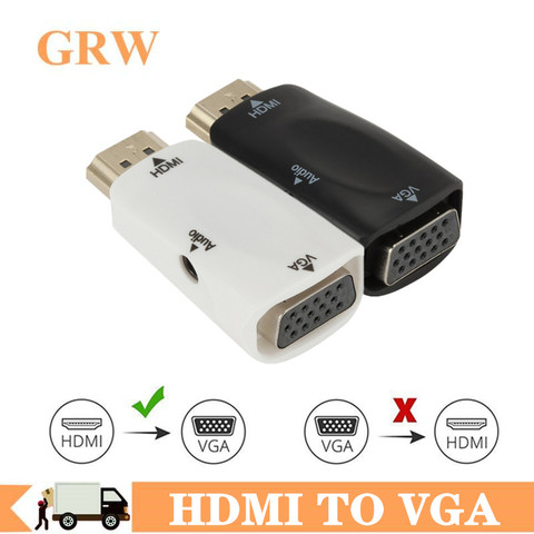 Adaptador de HDMI a VGA HD para ordenador, convertidor de Cable de Audio macho a hembra de 1080P para PC, portátil, TV Box, proyector de pantalla de ordenador, HDMI a VGA ► Foto 1/6