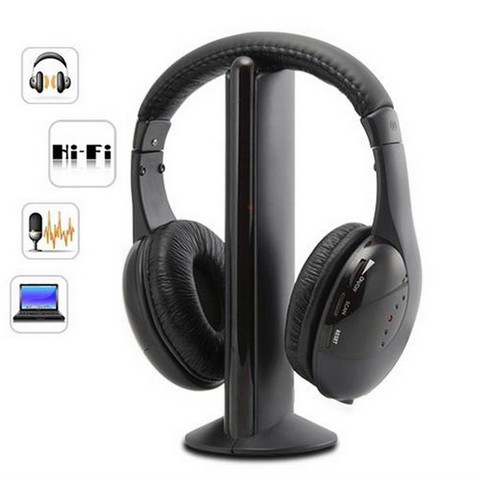 Auriculares inalámbricos 5 en 1, cascos RF para TV, DVD, PC, estéreo HIFI, sonido para reproductor de juegos ► Foto 1/6