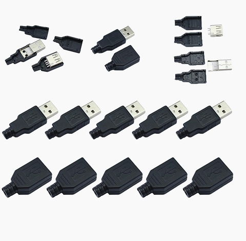 10 Uds. De conector de enchufe USB 2,0 tipo A macho y hembra, 4 pines, con cubierta de plástico negro, Kits de bricolaje ► Foto 1/5