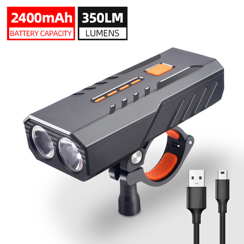 Luz frontal LED para bicicleta, linterna recargable por USB, accesorios de ciclismo, 2400mAh, 5000mAh, resistente al agua ► Foto 1/6