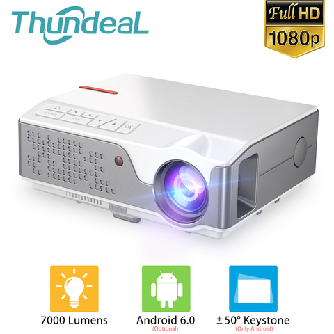 ThundeaL Full HD nativa de 1080P TD96 LED Mini Proyector portátil  WiFi inalámbrico Android Multi-pantalla Beamer 3D Video proyector  Cine en casa 2800 lúmenes con pantalla  Compatible con AC3 ► Foto 1/6