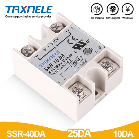 Fase única relé de estado sólido SSR-40DA SSR-25DA SSR-10DA DC a AC 3-32VDC entrada 24-380VAC salida de relé de estado sólido ► Foto 1/6