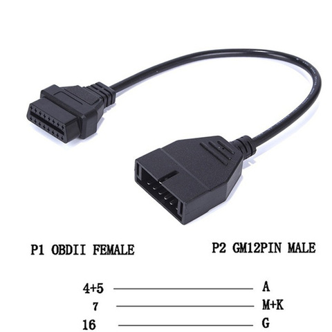 OBDII-Adaptador de conector OBD 2 para GM12 Pines de 12 a 16 Pines, Cable de diagnóstico automático para vehículos GM, adaptador de autoescáner ► Foto 1/6