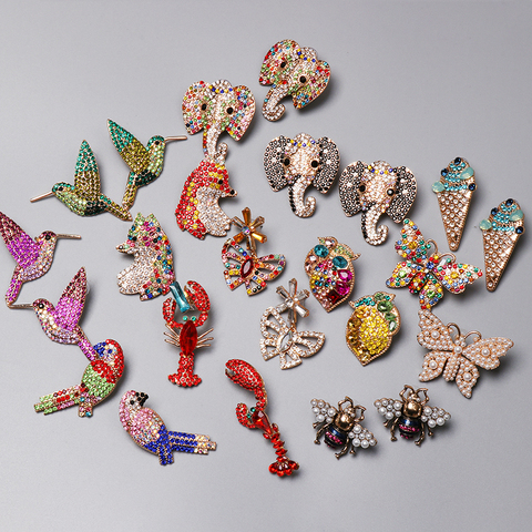 JUJIA Vintage mariposa pendientes con langosta con diamantes de imitación Animal gota pendientes mujer fiesta de cumpleaños joyería niñas ► Foto 1/6