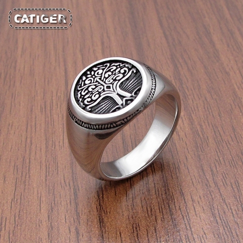 Anillo de acero inoxidable con diseño de árbol de la vida, anillos amuleto Estilo nórdico, clásico, Vikingo, Punk, 316L, Envío Gratis ► Foto 1/6