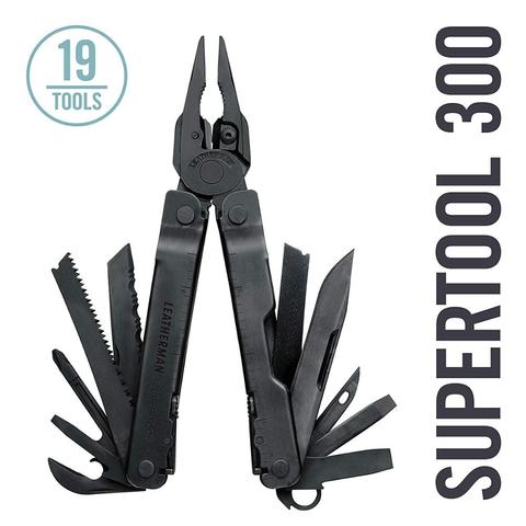 LEATHERMAN-superherramienta 300, multiherramienta con Cortadores de alambre reemplazables prémium y Sierra, negro/plata con funda MOLLE ► Foto 1/6