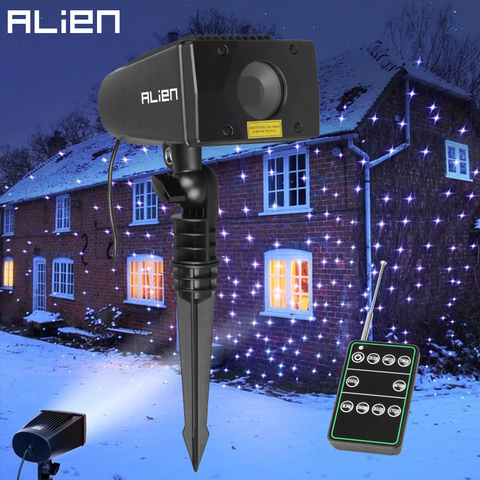 ALIEN-proyector láser de estrellas blancas para exteriores, luces de 7 colores con movimiento estático para Navidad, impermeables para vacaciones, árbol para jardín, ducha ► Foto 1/6