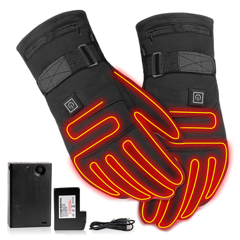 Guantes calefactables de 3,7 V para ciclismo, resistentes al agua, con pantalla táctil, funciona con batería, para caza, pesca, esquí ► Foto 1/1