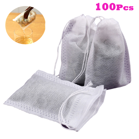 Desechables bolsitas de té 100 unids/lote 5,5x7cm Bolsas de té vacías con cadena de sanar sello de papel de filtro para Herb té suelto Bolsas de te ► Foto 1/6