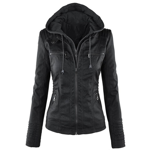 Chaquetas cortavientos para mujer, prendas de vestir ajustadas negras para motocicleta, de talla grande 7XL Abrigo con capucha, oferta de invierno ► Foto 1/6