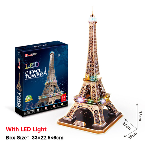 Rompecabezas en 3D De La Torre Eiffel de París, juguete DIY, 84 Uds., iluminación LED, modelo de papel en miniatura, juego de construcción, juguetes educativos, regalos para chico ► Foto 1/5