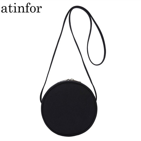 Atinfor-Mini bolso de lona de algodón ecológico para mujer, bandolera redonda informal, bolso de mano cruzado para uso diario ► Foto 1/6