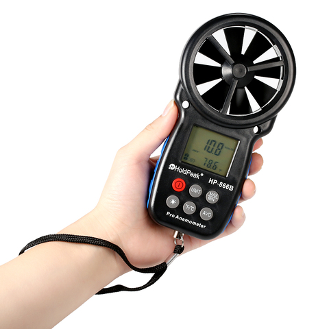 HP-866B Anemómetro Digital, medidor de temperatura, Mini medidor de viento, velocidad del viento, medición de la velocidad del aire, Sensor de viento, Windmeter 0-30 m/s ► Foto 1/6