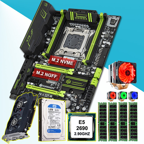 En venta Huanan Zhi X79 placa base con CPU Xeon E5 2690 C2 con enfriador RAM 16G (4*4G) 1TB 3,5 