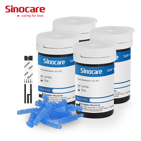 Sinocare-Tiras de prueba de glucosa en sangre y lancetas para diabéticos, para medidor Safe Accu, 300, 200, 100 o 50 unidades ► Foto 1/2