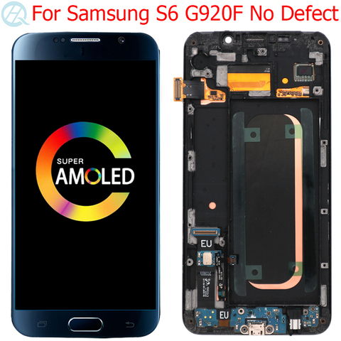 Pantalla LCD original para teléfono Samsung, repuesto de display AMOLED de móvil Samsung Galaxy S6 con marco de pantalla táctil de cristal LCD de 5.1