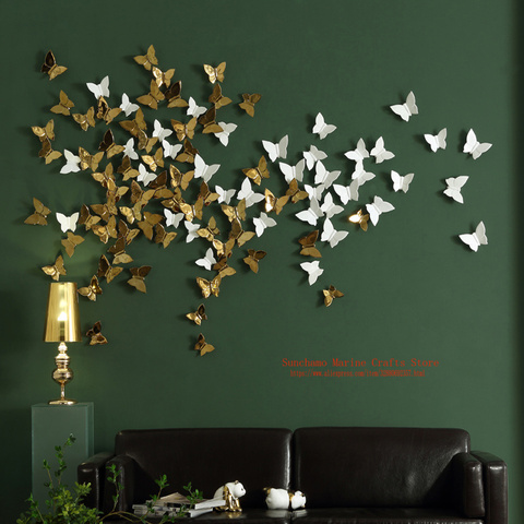 Mural de mariposa de cerámica 3D, póster de pared, adornos, decoración de fondo de TV, accesorios de Artware, regalo creativo ► Foto 1/6