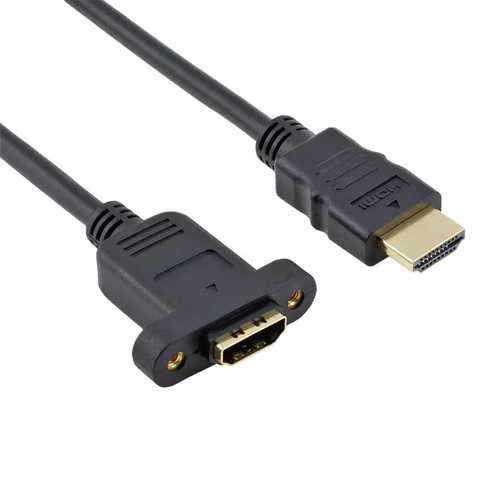 Uds 30cm 50cm chapado en oro compatible con HDMI Cable de extensión macho a hembra con Panel con tornillos de montaje en V1.4 para 1080P PSP HDTV ► Foto 1/5