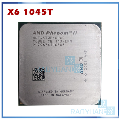 AMD Phenom II X6 1045T - HDT45TWFK6DGR 2,7 GHz Six-Core procesador de CPU Socket AM3 ► Foto 1/1