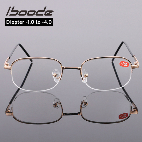 Iboode gafas graduadas para miopía los hombres y las mujeres de Metal medio marco miopía gafas dioptrías-1,0, 1,5, 2,0, 2,5, 3,0, 3,5, 4,0, corto de vista ► Foto 1/6