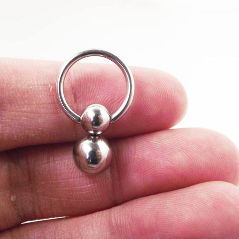 1 pieza de acero inoxidable de doble bola calabaza cucurbitácea anillo ceja curvada Tragus Piercing en la oreja PA barra anillo de pezón labios joyería del cuerpo ► Foto 1/6