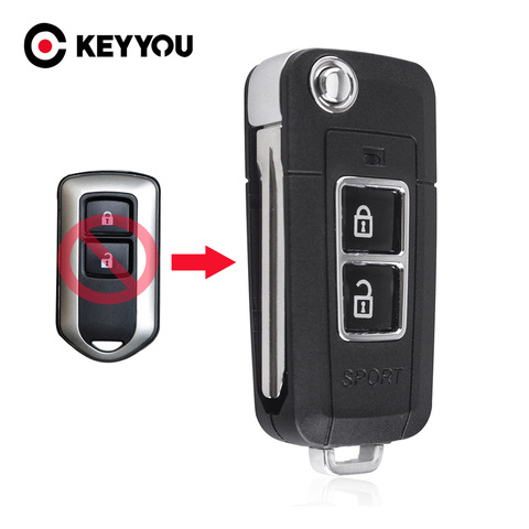 KEYYOU-Funda de llave remota plegable con tapa modificada, con 2 botones, para Toyota Camry, Prado, Highlander, Yaris, Vios ► Foto 1/6