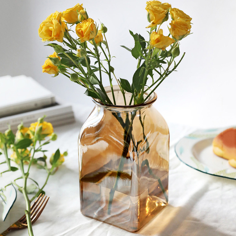 Florero Multicolor de cristal para sala de estar, flores secas, nórdico transparente, decoración del hogar, jarrones para mesa ► Foto 1/6