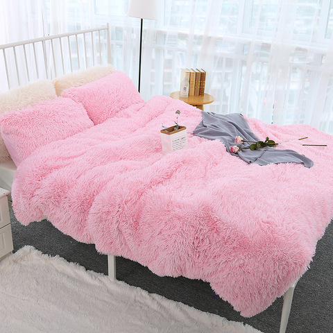 Manta nórdica de piel peluda supersuave para invierno, manta de felpa gruesa de punto rosa para cama, sofá, manta decorativa, nueva ► Foto 1/6