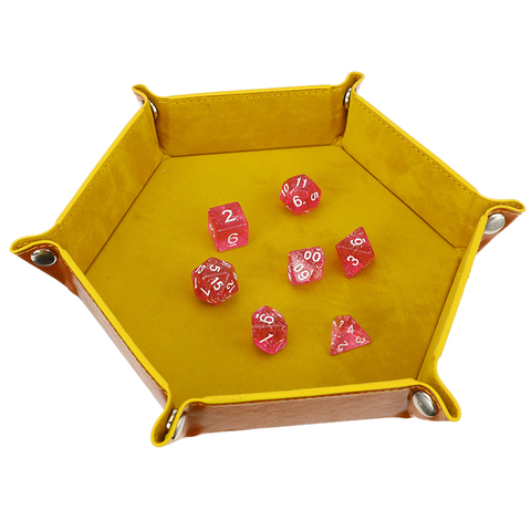 Caja de llaves de 6 colores, bandeja para dados Hexagonal plegable de cuero PU, bandeja para dados, bandeja para juegos de mesa ► Foto 1/6