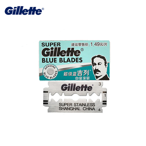 Gillette Super azul hoja de afeitar para hombres de acero inoxidable de doble borde barba Shaver cuchillas 5 unids/pack ► Foto 1/5