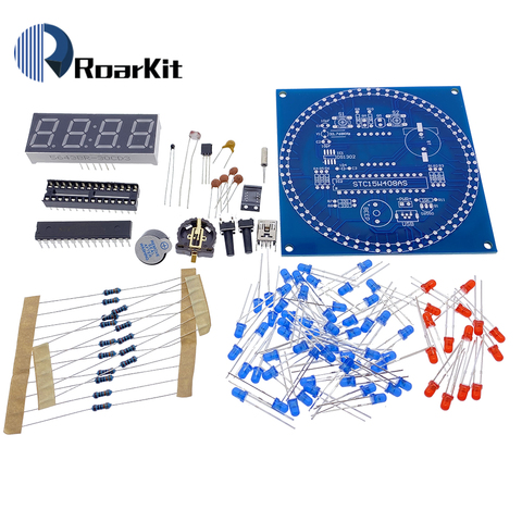 Rotación de alarma con pantalla LED reloj electrónico bricolaje estuche Shell luz de Control de temperatura, DS1302 C8051 MCU para STC15W408AS ► Foto 1/6