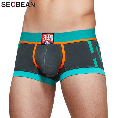 SEOBEAN-bóxer de algodón para hombre, ropa interior Sexy, bóxer de tiro bajo ► Foto 1/6