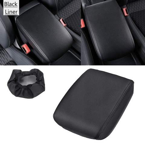 Funda protectora de cuero para el reposabrazos del asiento de la consola central del coche para Tiguan MK2 2016 2017 2022 negro ► Foto 1/6