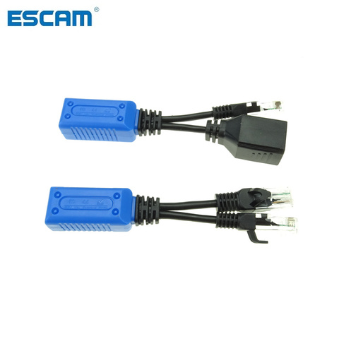 ESCAM 2 uds/1 par RJ45 combinador divisor uPOE kit de cable Cable adaptador POE conectores pasivo Cable de alimentación ► Foto 1/5