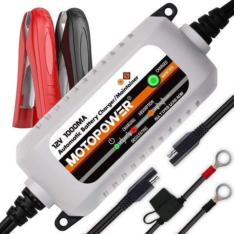 MOTOPOWER-cargador de batería MP00205BB, 12V, 1000Ma, totalmente automático, mantenimiento ► Foto 1/6