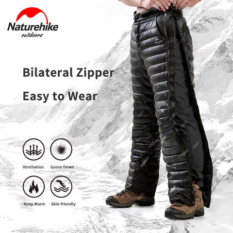 Naturehike-Pantalones acolchados térmicos de ganso para exteriores, Cremallera abierta laterales para acampada, resistentes al viento, impermeables, para senderismo y esquí ► Foto 1/6